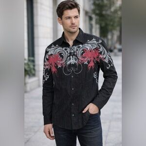 Pop Icon Graphic Design Shirt Men's Size small Crepe look B1